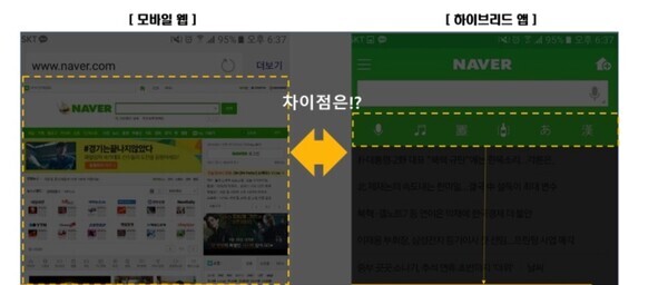 기존 웹과 하이브리드 앱과의 차이