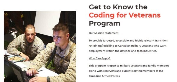 사진 출처 = Coding for Veterans 홈페이지