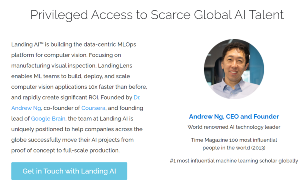 랜딩 AI의 CEO, Andrew Ng. 사진 출처  : 랜딩 AI 홈페이지