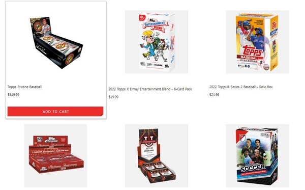 탑스(Topps) 홈페이지에서 판매되고 있는 다양한 스포츠 카드 [사진출처=탑스 홈페이지]