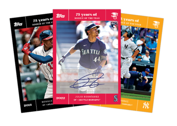 트레이딩 카드 전문기업 탑스(Topps)가 MLB 올해의 신인상 75주년을 기념해 ‘MLB 올해의 신인 75주년 기념 세트’를 출시했다. [사진출처=탑스]