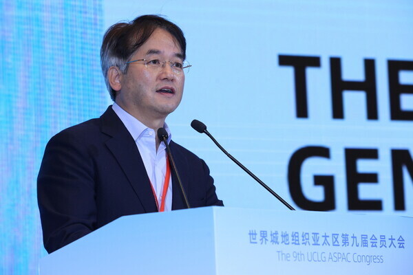 세계지방정부연합 아태지부 차기총회 유치를 제안하는 이동환 고양특례시장  사진=고양시