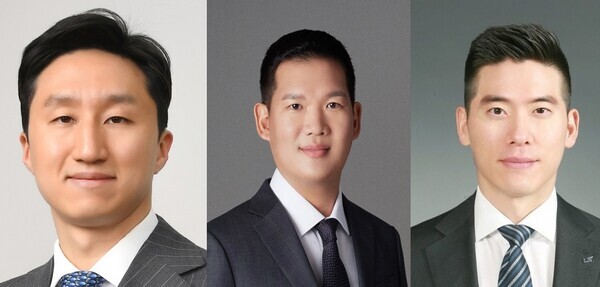 좌측부터 정기선 HD현대 부회장, GS건설 신임 CEO 허윤홍 사장, 구동휘 LS MnM 최고운영책임자의 모습. 사진=각사 제공
