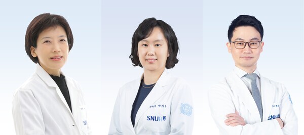 분당서울대병원(왼쪽부터) 순환기내과 서정원 교수, 산부인과 박지윤 교수, 정신건강의학과 명우재 교수 연구팀이 임신 중 고혈압 질환이 있는 임산부 스스로 스마트폰 어플리케이션 '하트포유'를 이용해 위험인자를 관리하는 치료 전략의 임상적 유효성을 평가하는 연구를 진행한다. 사진=분당서울대병원