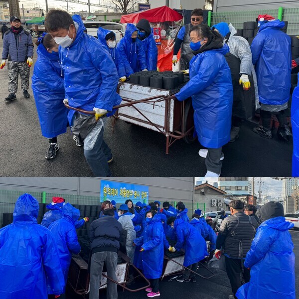 가수 영탁 팬클럽 '영탁이찐야"회원들의 봉사 활동 하는 모습. 사진=탁스튜디오