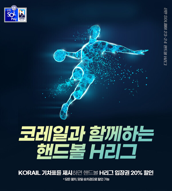 한국철도공사와 한국핸드볼연맹이 함께 진행하는 ‘H리그 경기 입장권 20% 할인’ 프로모션 포스터. 사진=코레일