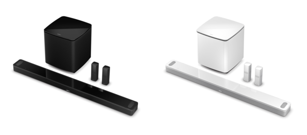 보스(BOSE) 스마트 울트라 사운드바 블랙, 아크틱 화이트. 사진=보스