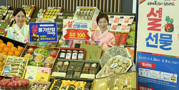 지난 24일 설 선물세트 본격 판매 행사 모습. 농협유통·농협하나로유통 하나로마트는 2월9일까지 갑진년 설 선물 세트를 할인 판매한다.