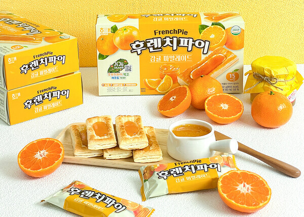 해태제과가 ‘후렌치파이 감귤 마멀레이드’를 겨울 한정판으로 내놓는다. 사진=해태제과
