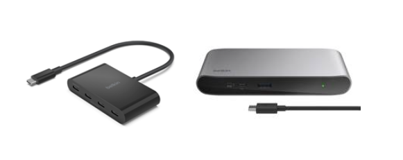 벨킨 4in1 USB-C타입 멀티 허브(좌), 벨킨 5in1 썬더볼트4 C타입 도킹스테이션(우).사진=벨킨