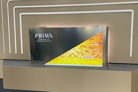 삼성SDI의 전고체 배터리 모형. 사진=김정후 기자