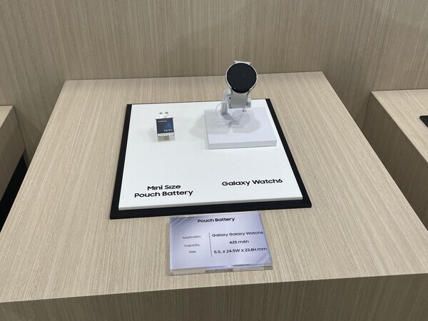 삼성 갤럭시 워치6에 탑재되는 소형 파우치 배터리. 사진=김정후 기자