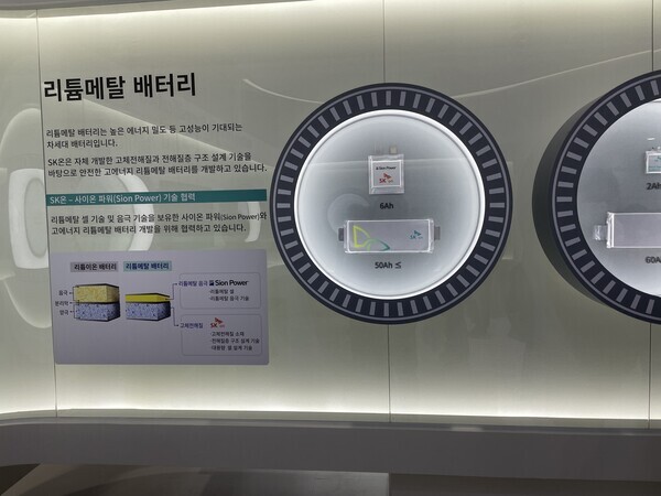 SK온의 리튬메탈 배터리. 사진=김정후 기자